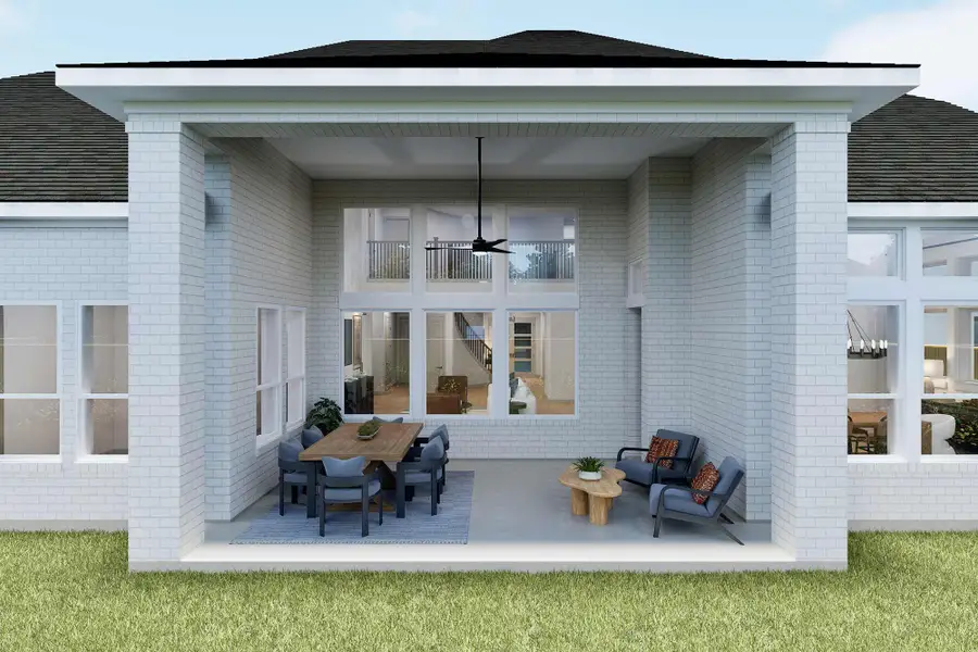 Representative exterior details of a home built from the The Jericho by David Weekley Homes in Whyburn Estate Series, Flower Mound (Image 3).