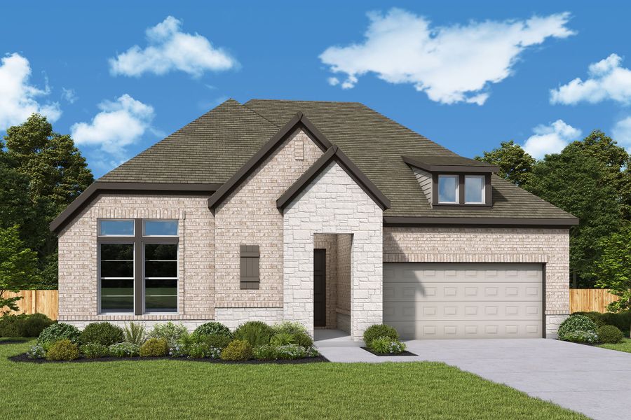 Representative exterior photo of a completed home built from the The Begonia by David Weekley Homes in Audubon – Ascent Collection, Magnolia, TX (Image 14).