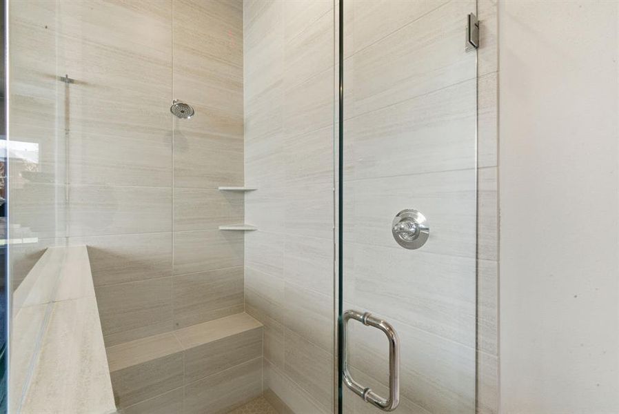 Bathroom featuring a stall shower