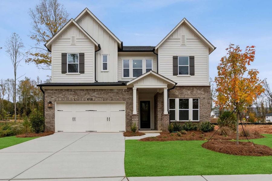 Representative exterior photo of a completed home built from the The Cantwell by David Weekley Homes in Settingdown Farms, Cumming, GA (Image 1). Representative exterior photo of a completed home built from the The Cantwell by David Weekley Homes in Settingdown Farms, Cumming, GA (Image 1).