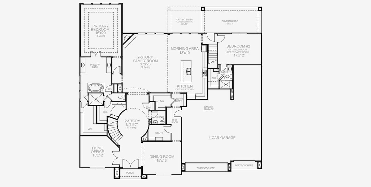 2D floor plan layout for the 4967S by Perry Homes in Lakes of Cane Island, Katy, TX (Image 3).