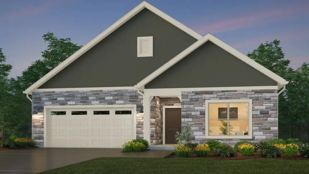 Representative exterior photo of a completed home built from the Capri by Eastman Homes in The Courtyards at Lupton Village, Fort Lupton, CO (Image 20).