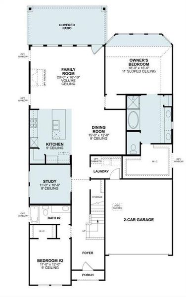 2D floor plan layout of this home in Aster Park, McKinney, TX (Image 4).