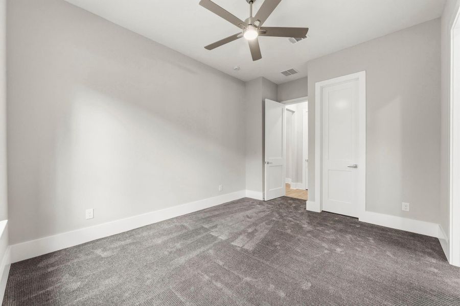 Secondary bedrooms have walk-in closets for added comfort.