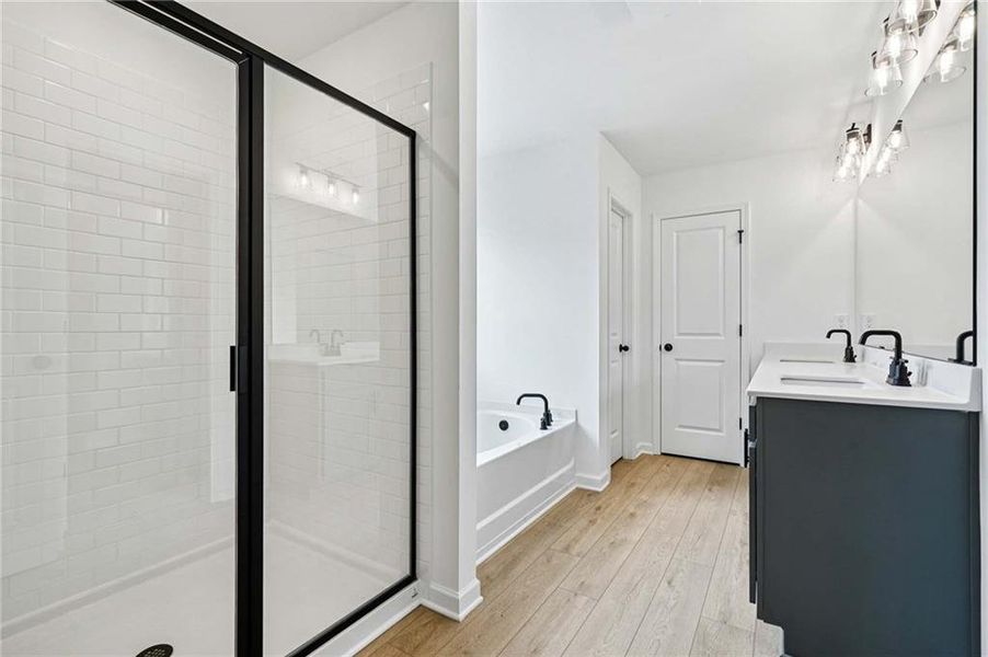 Furnished interior view inside a new home in Eastlyn Crossing, Flowery Branch (Image 9).