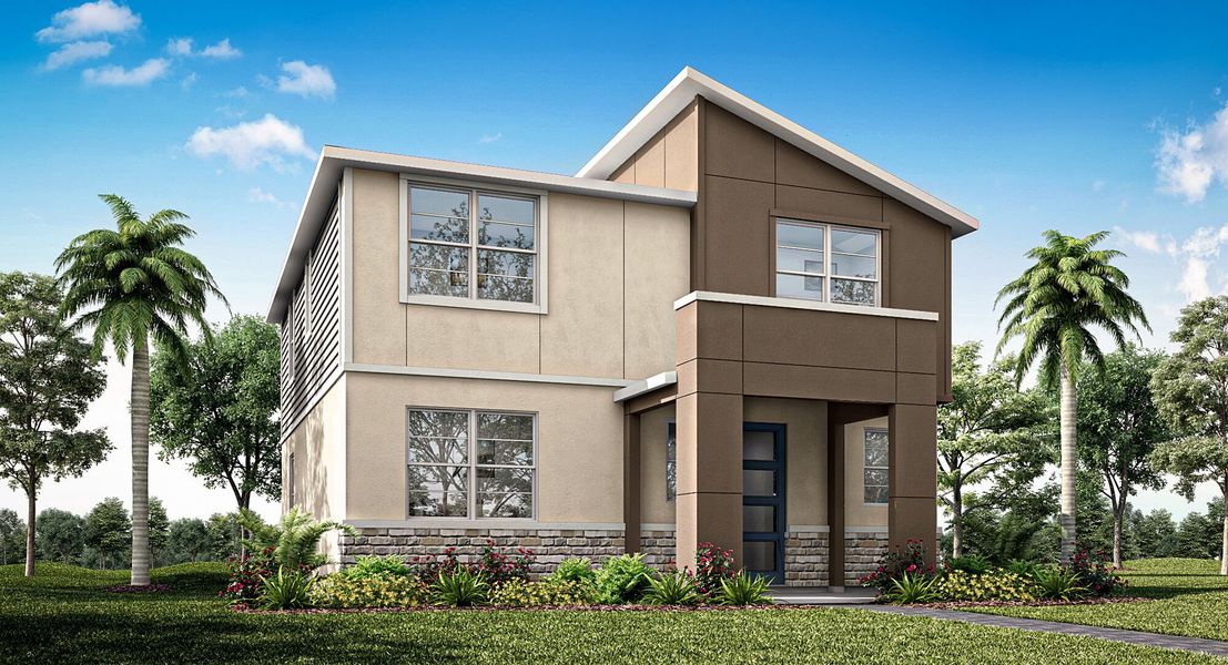 Representative exterior photo of a completed home built from the Grayton by Mattamy Homes in Meridian Parks, Orlando, FL (Image 6).