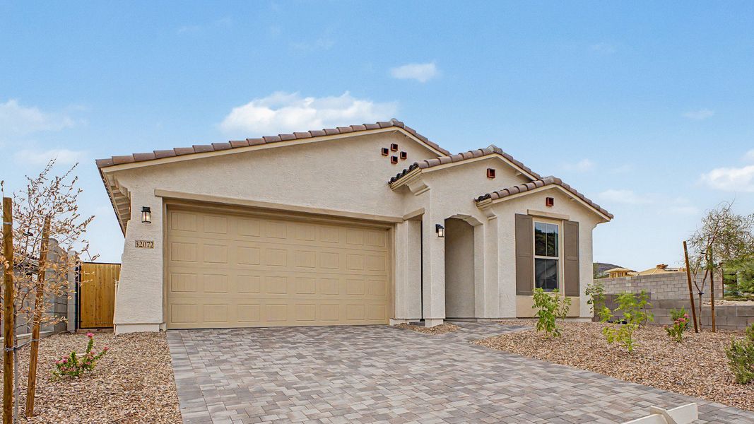 Representative exterior photo of a completed home built from the Bluebell by DRB Homes in The Villas at Mystic, Peoria, AZ (Image 22).
