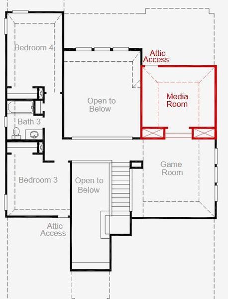 2D floor plan layout of this home in Santa Rita Ranch, Liberty Hill, TX (Image 3).