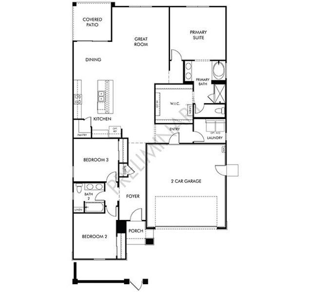2D floor plan layout of this home in Abel Ranch Reserve Series, Goodyear, AZ (Image 2).