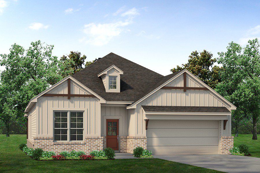 Front exterior of a new home in Covenant Park, Springtown, TX, highlighting curb appeal (Image 1).