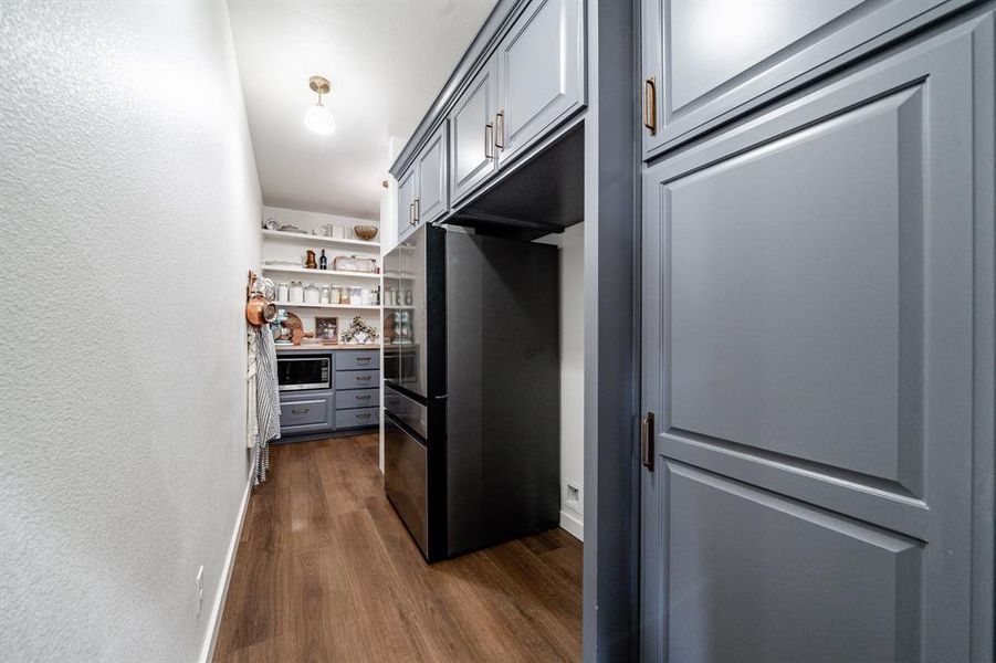 Huge walk in pantry room for two refrigerators