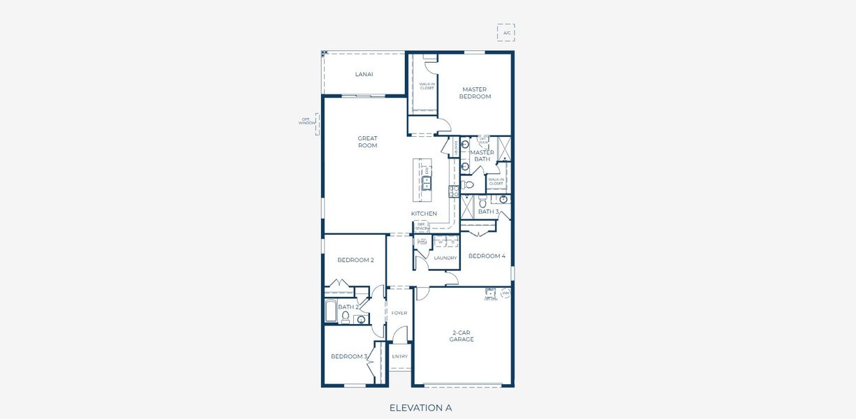 2D floor plan layout for the Miramar by Maronda Homes in Oakstone Farms, Leesburg, FL (Image 4).