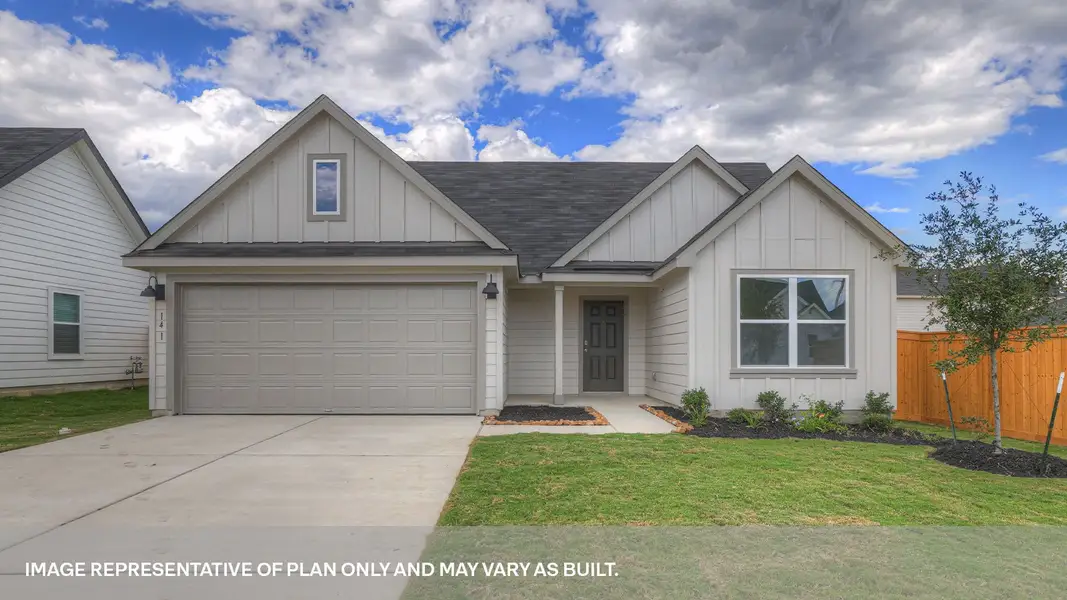Front exterior of a new home in Trace, San Marcos, TX, highlighting curb appeal (Image 1). Front exterior of a new home in Trace, San Marcos, TX, highlighting curb appeal (Image 1).