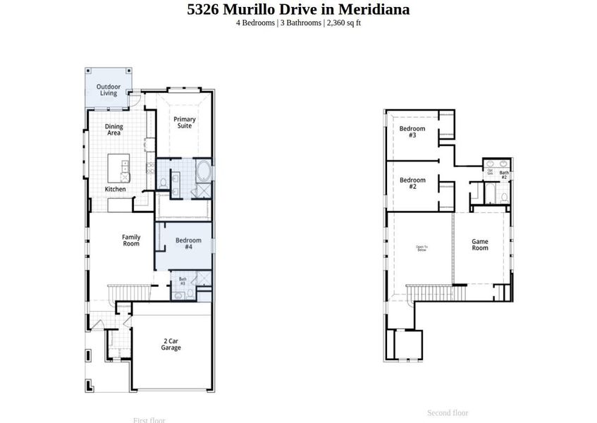 2D floor plan layout of this home in Meridiana, Manvel, TX (Image 2).