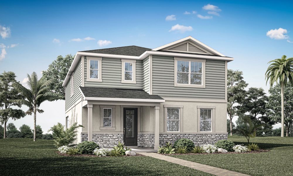 Representative exterior photo of a completed home built from the Windley by Mattamy Homes in Meridian Parks, Orlando, FL (Image 1). Representative exterior photo of a completed home built from the Windley by Mattamy Homes in Meridian Parks, Orlando, FL (Image 1).