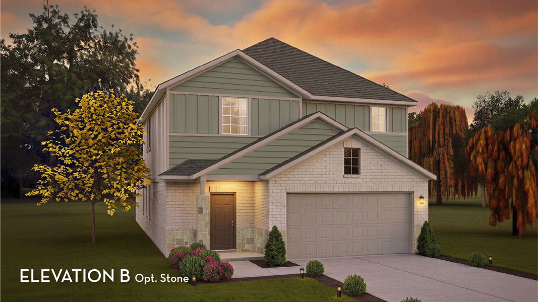 Representative exterior photo of a completed home built from the Alder by CastleRock Communities in The Canopies, Splendora, TX (Image 4).