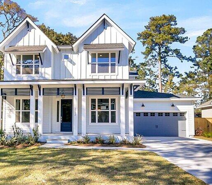 Front exterior of a new home in Point Hope - Village Collection, Charleston, SC, highlighting curb appeal (Image 1).