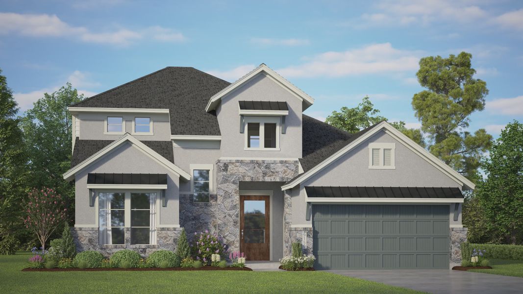 Representative exterior photo of a completed home built from the Gianna by Chesmar Homes in Artavia, Conroe, TX (Image 5). Representative exterior photo of a completed home built from the Gianna by Chesmar Homes in Artavia, Conroe, TX (Image 5).