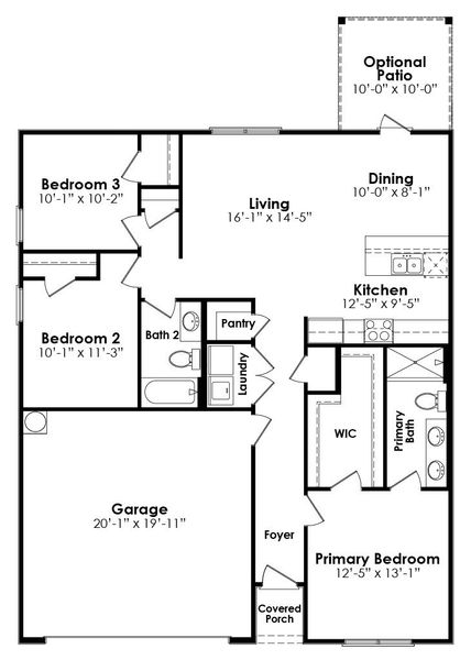 2D floor plan layout of this home in Liberty, Panama City, FL (Image 2).