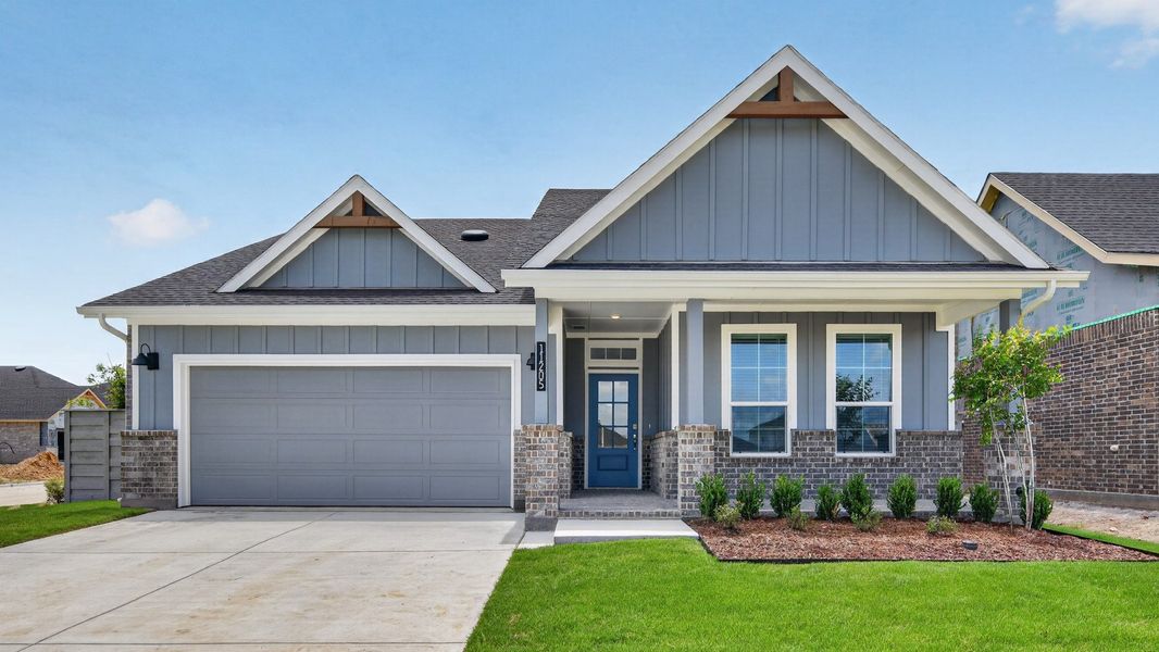 Representative exterior photo of a completed home built from the Hackberry by D.R. Horton in Treeline, Justin, TX (Image 1). Representative exterior photo of a completed home built from the Hackberry by D.R. Horton in Treeline, Justin, TX (Image 1).