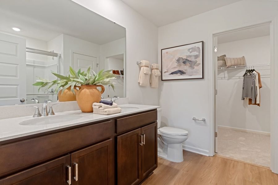 Dual-sink vanity at primary bath Dual-sink vanity at primary bath