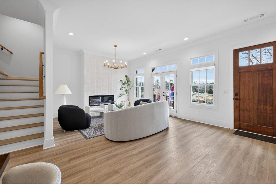 Furnished interior view inside a new home in Skyview On Broad, Sugar Hill (Image 43). Furnished interior view inside a new home in Skyview On Broad, Sugar Hill (Image 43).