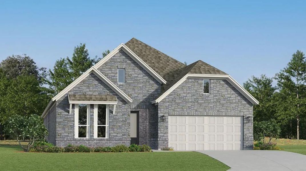 Front exterior of a new home in Cotton Brook, Hutto, TX, highlighting curb appeal (Image 19).