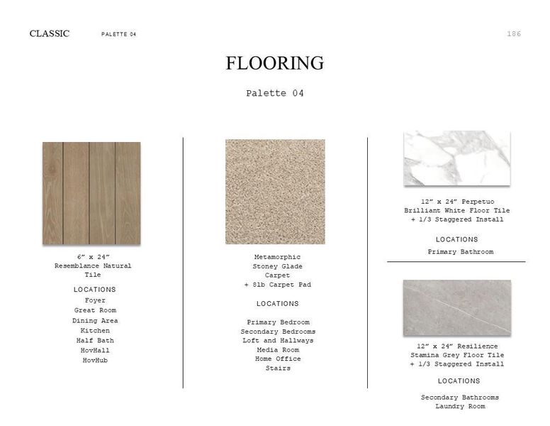 Classic Look Palette 4: Flooring Selection Sheet (*Artist rendering used for illustration purposes only.) Classic Look Palette 4: Flooring Selection Sheet (*Artist rendering used for illustration purposes only.)