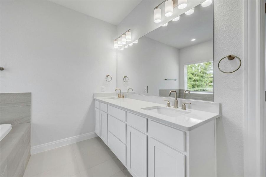 Tall Double Vanities in master bathroom