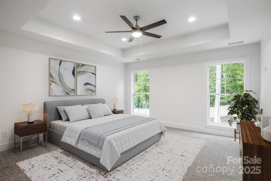 primary bedroom- virtually staged primary bedroom- virtually staged