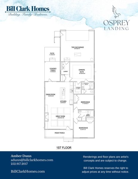 2D floor plan layout of this home in Osprey Landing, Southport, NC (Image 3).