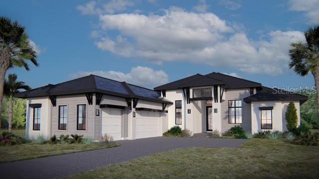 Front exterior of a new home in , Sarasota, FL, highlighting curb appeal (Image 3). Front exterior of a new home in , Sarasota, FL, highlighting curb appeal (Image 3).