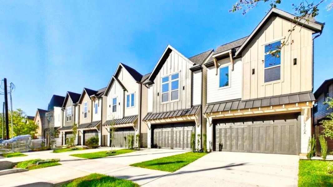Front exterior of a new home in , Houston, TX, highlighting curb appeal (Image 1).