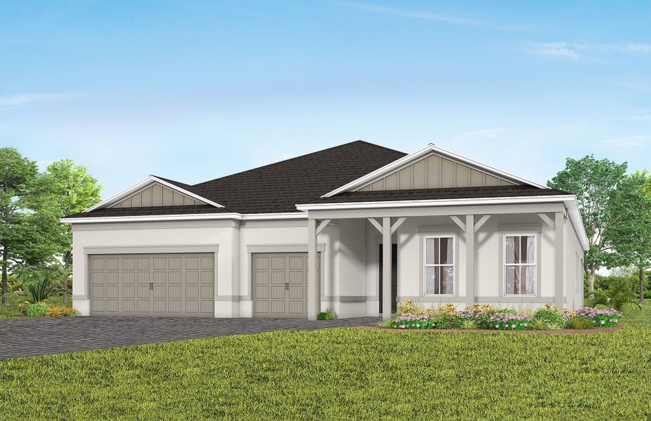 Representative exterior photo of a completed home built from the Renown by Del Webb in Del Webb Lakehaven, Clermont, FL (Image 15).