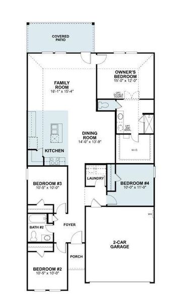 2D floor plan layout of this home in Marble Creek Crossing, Austin, TX (Image 3).