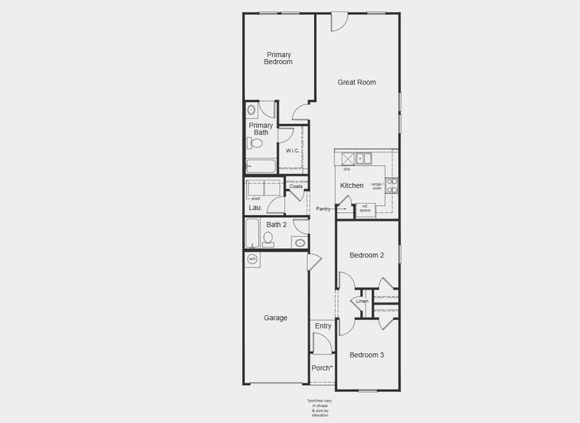 2D floor plan layout for the Plan 1245 by KB Home in Preserve at Culebra - Villa Collection, San Antonio, TX (Image 4). 2D floor plan layout for the Plan 1245 by KB Home in Preserve at Culebra - Villa Collection, San Antonio, TX (Image 4).