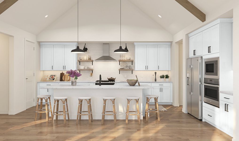 Kitchen with pendant lighting