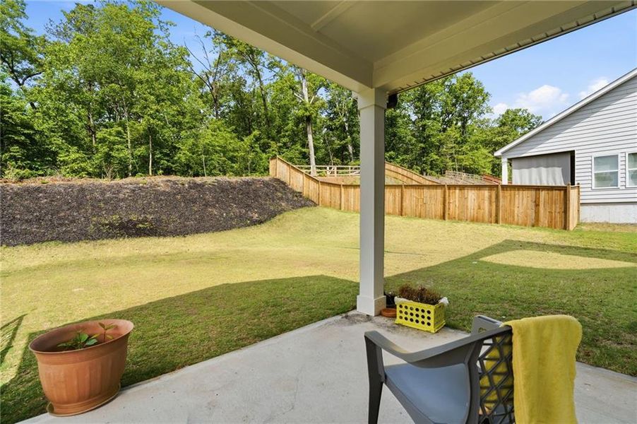 Exterior details and patio area of a home in Vistas at Towne Mill, Canton (Image 30).