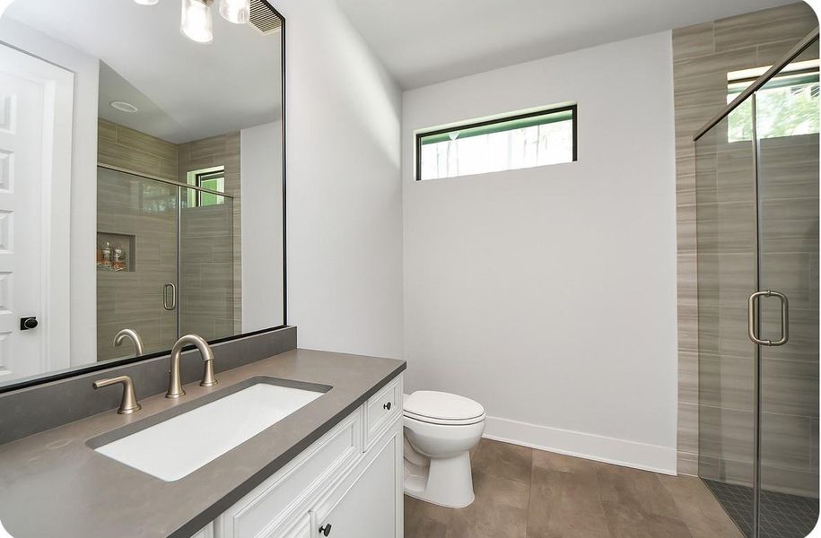 Guest suite bath with roll in shower Guest suite bath with roll in shower