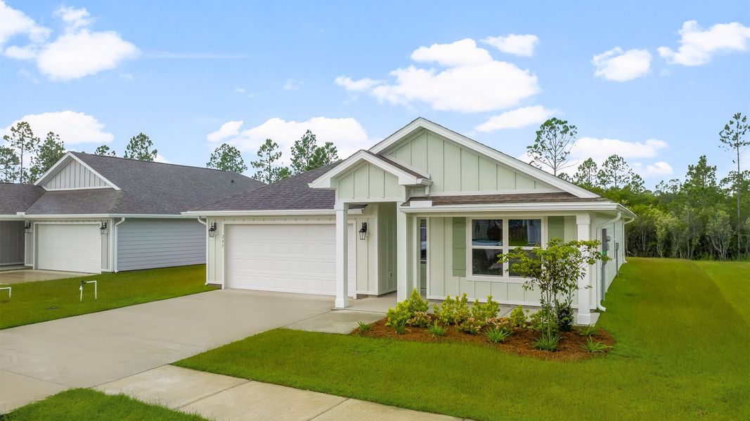 Front exterior of a new home in Palmetto Bluff, Port Saint Joe, FL, highlighting curb appeal (Image 20). Front exterior of a new home in Palmetto Bluff, Port Saint Joe, FL, highlighting curb appeal (Image 20).