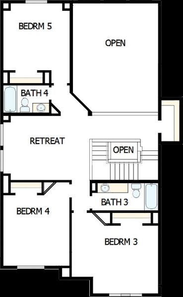 2D floor plan layout of this home in The Grand Prairie 60’s, Hockley, TX (Image 3).