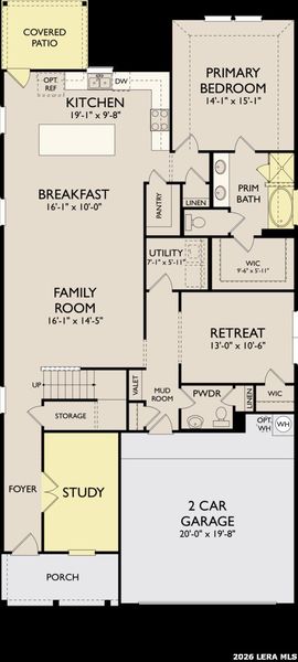 2D floor plan layout of this home in Arcadia Ridge, San Antonio, TX (Image 3).