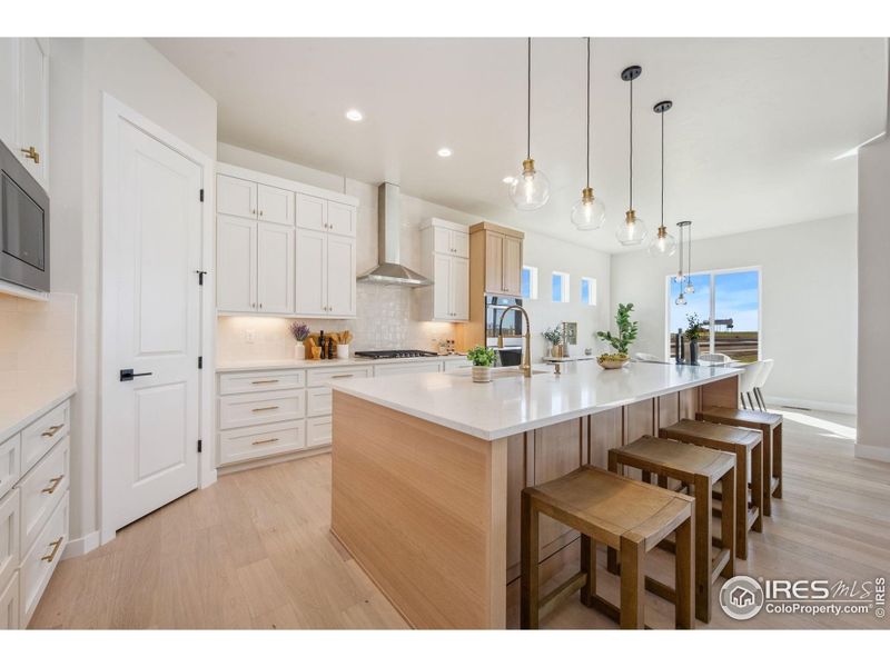 Large Center Island with Slab Quartz Counters~