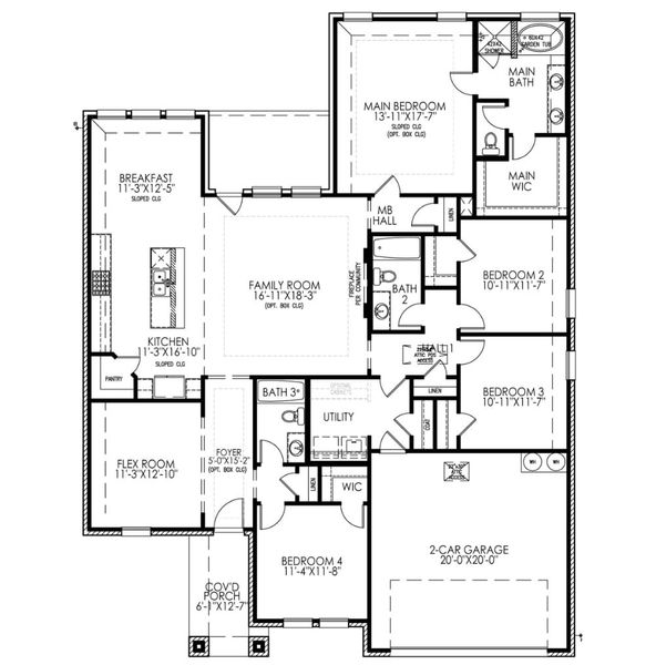 2D floor plan layout for the The Lakeview by Lillian Custom Homes in Polo Ridge, Forney, TX (Image 5).
