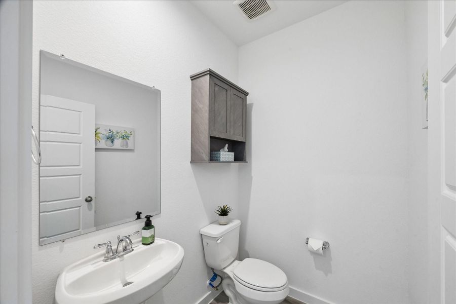 Downstairs powder guest bath. Downstairs powder guest bath.