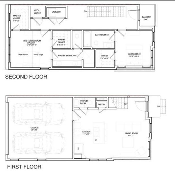 2D floor plan layout for the Walker by Red Seal Homes in 44Tenn Townhomes, Nashville, TN (Image 1). 2D floor plan layout for the Walker by Red Seal Homes in 44Tenn Townhomes, Nashville, TN (Image 1).
