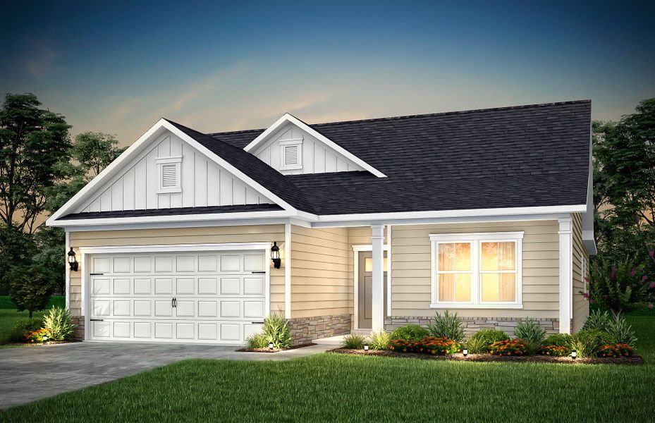 Representative exterior photo of a completed home built from the Compton by Pulte Homes in Briarwood Reserve, Spartanburg, SC (Image 1).