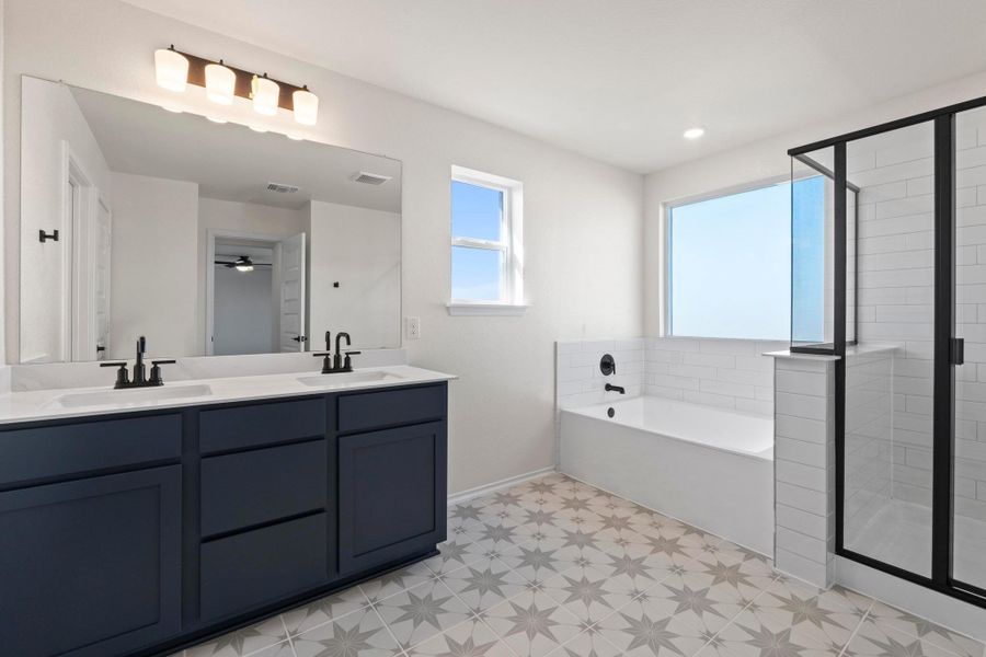 Furnished interior view inside a new home in Salerno - Classic Collection, Round Rock (Image 11). Furnished interior view inside a new home in Salerno - Classic Collection, Round Rock (Image 11).