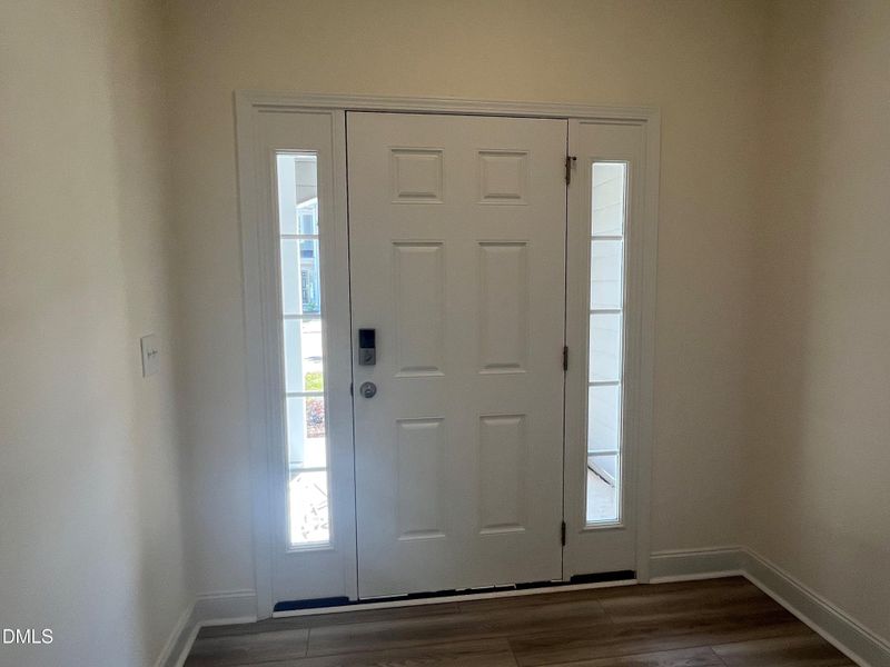 Interior front door with side transoms Interior front door with side transoms