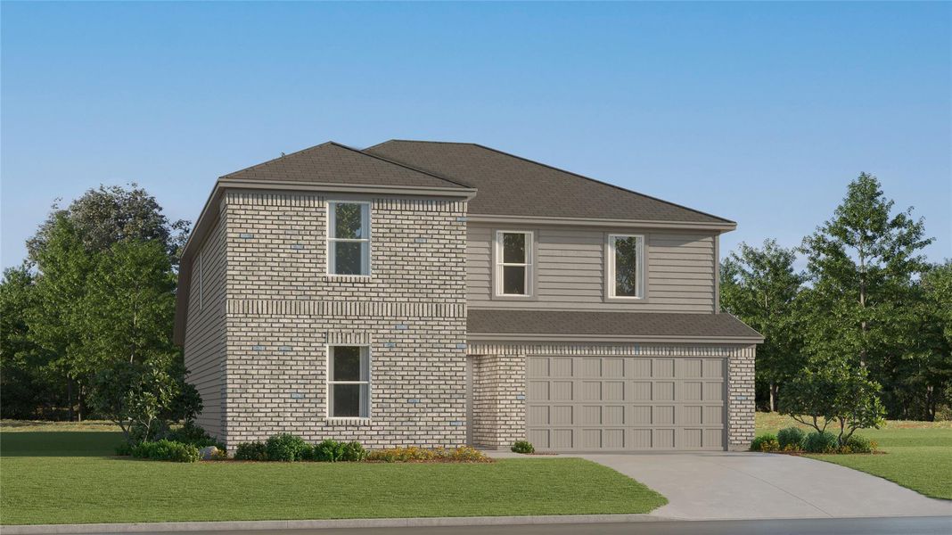 Front exterior of a new home in Firefly Pointe, Hutto, TX, highlighting curb appeal (Image 23).